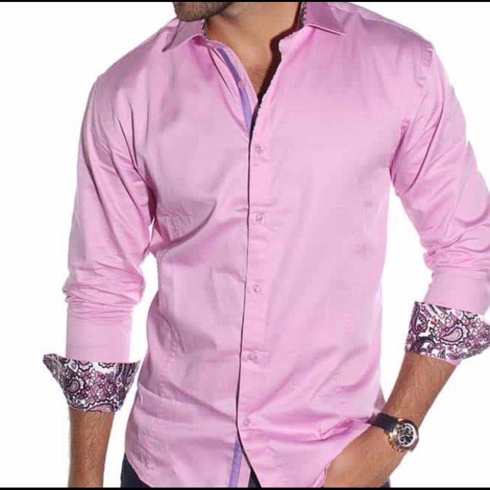 ENVY lavender with paisley print shirt for men